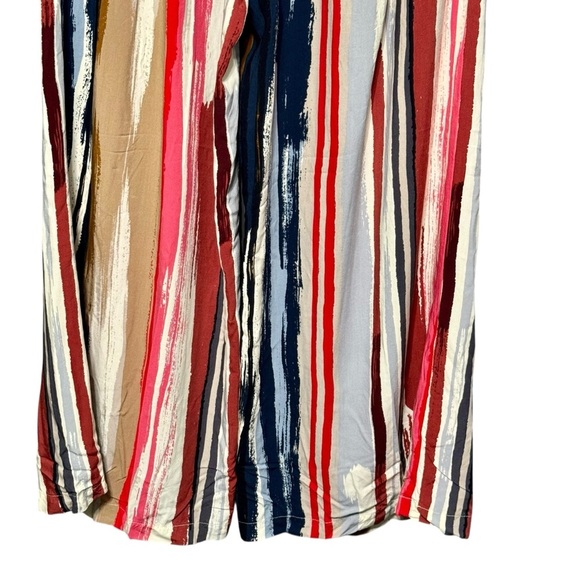 Skies Are Blue Striped Multicolored Wide Leg Boho Artsy High Waist Palazzo Pants - Picture 7 of 10